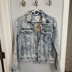 Jessica Simpson Distressed Denim Jacket - Light Blue